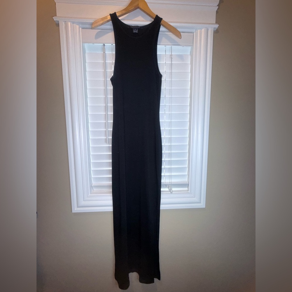 French Connection Black Rib Midi Dress